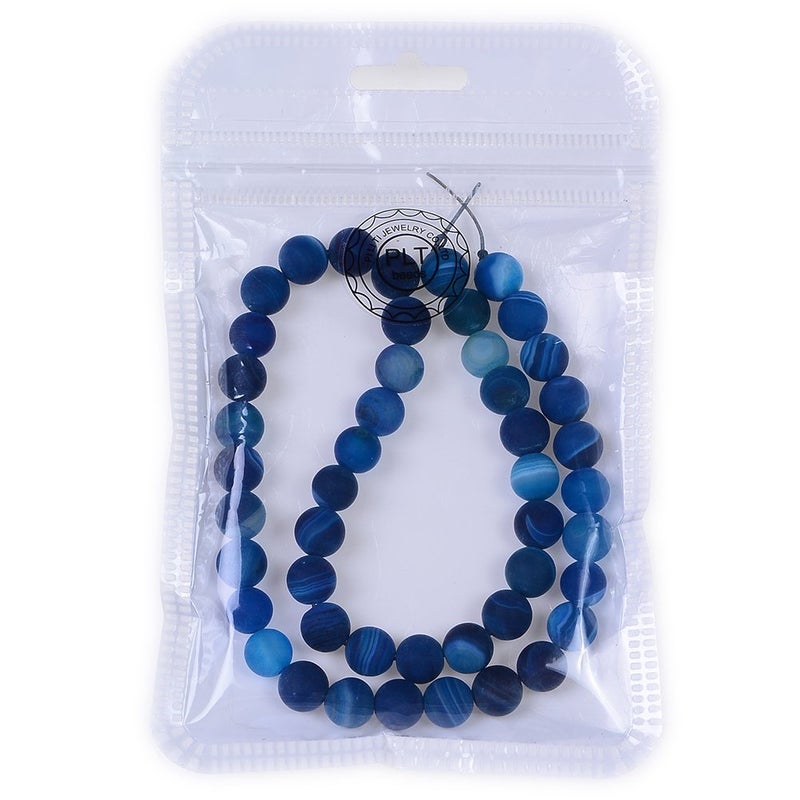 PLTbeads Natural Gemstone Loose Beads Matte Approxi 15.5 inch DIY Bracelet Necklace for Jewelry Making (6mm  Matte Blue Stripe Agate) - Image 3